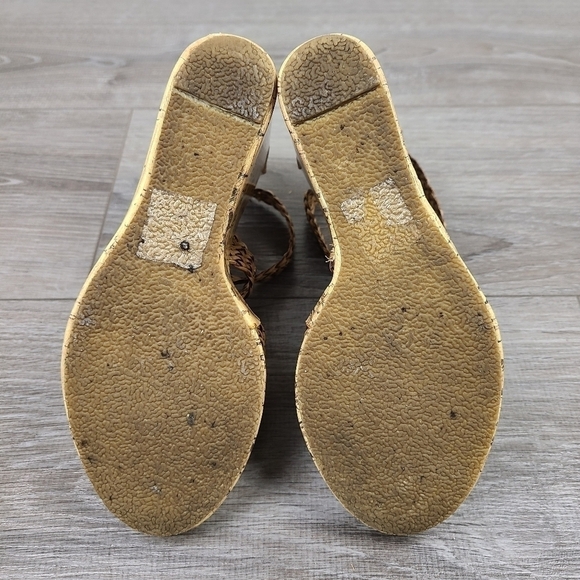 Stepps Tan Woven Strap Wedge Sandals - Picture 12 of 17